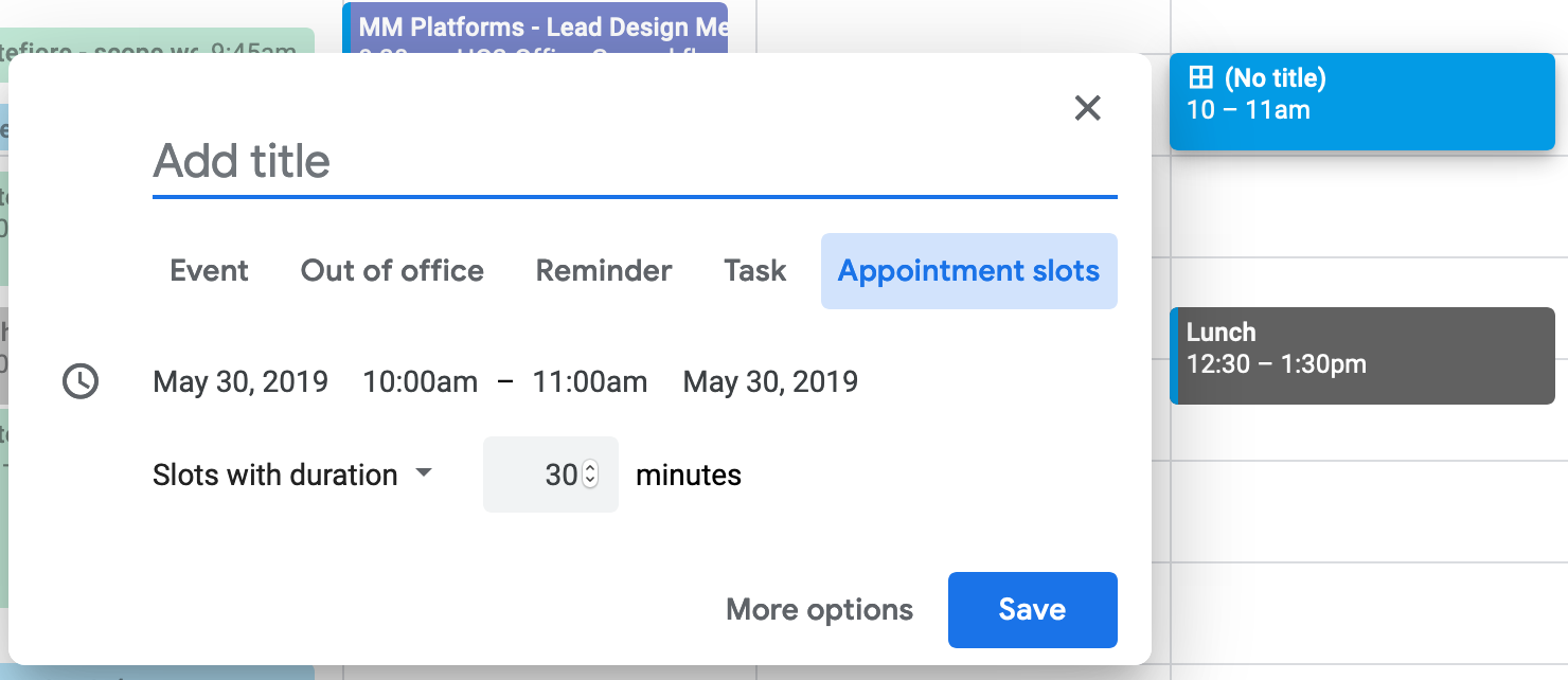 Google Calendar Appointment Slots